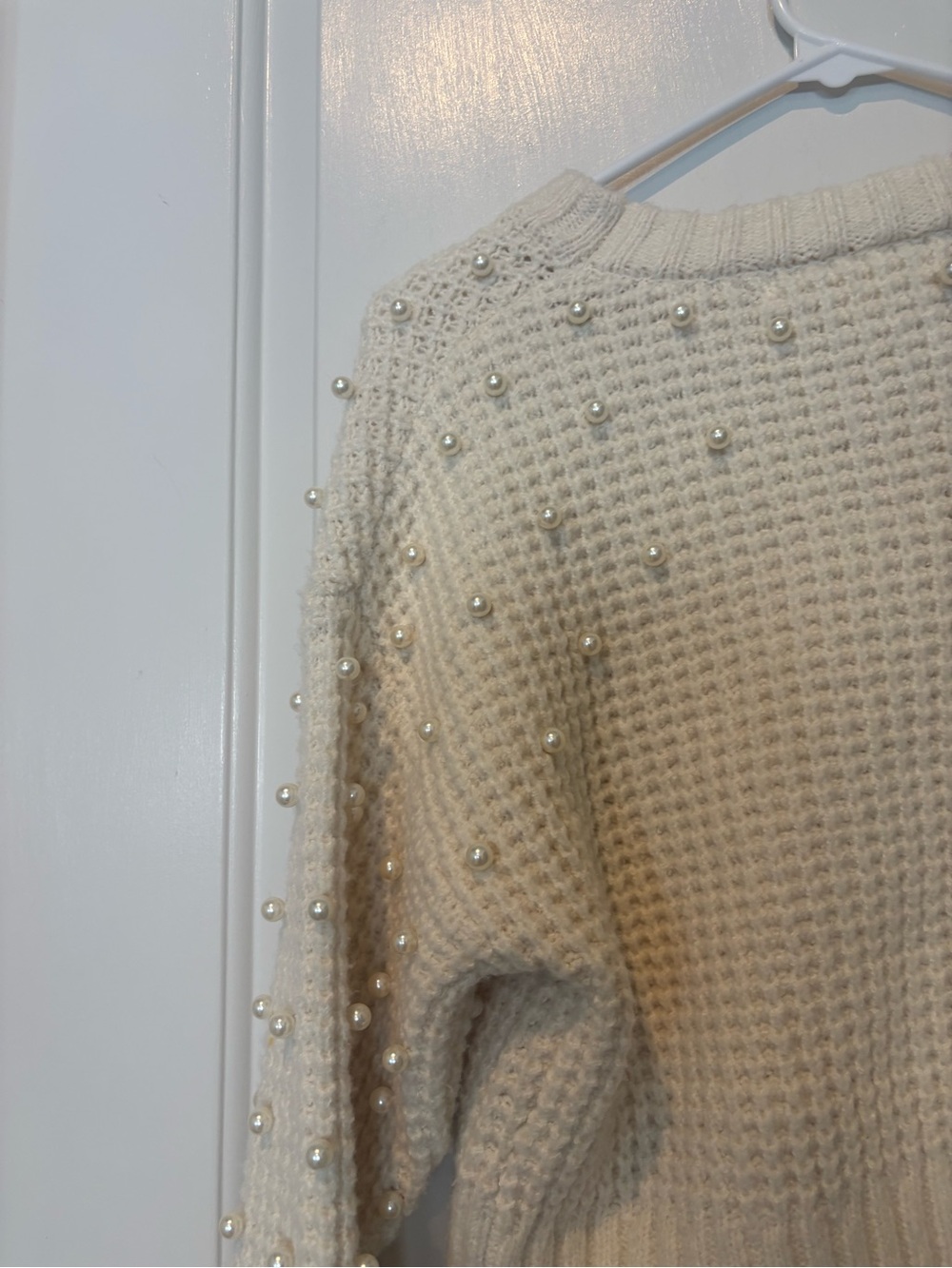GUC- Altar’d State Cream Pearl-Embellished Women's Sweater, S - Picture 10 of 10